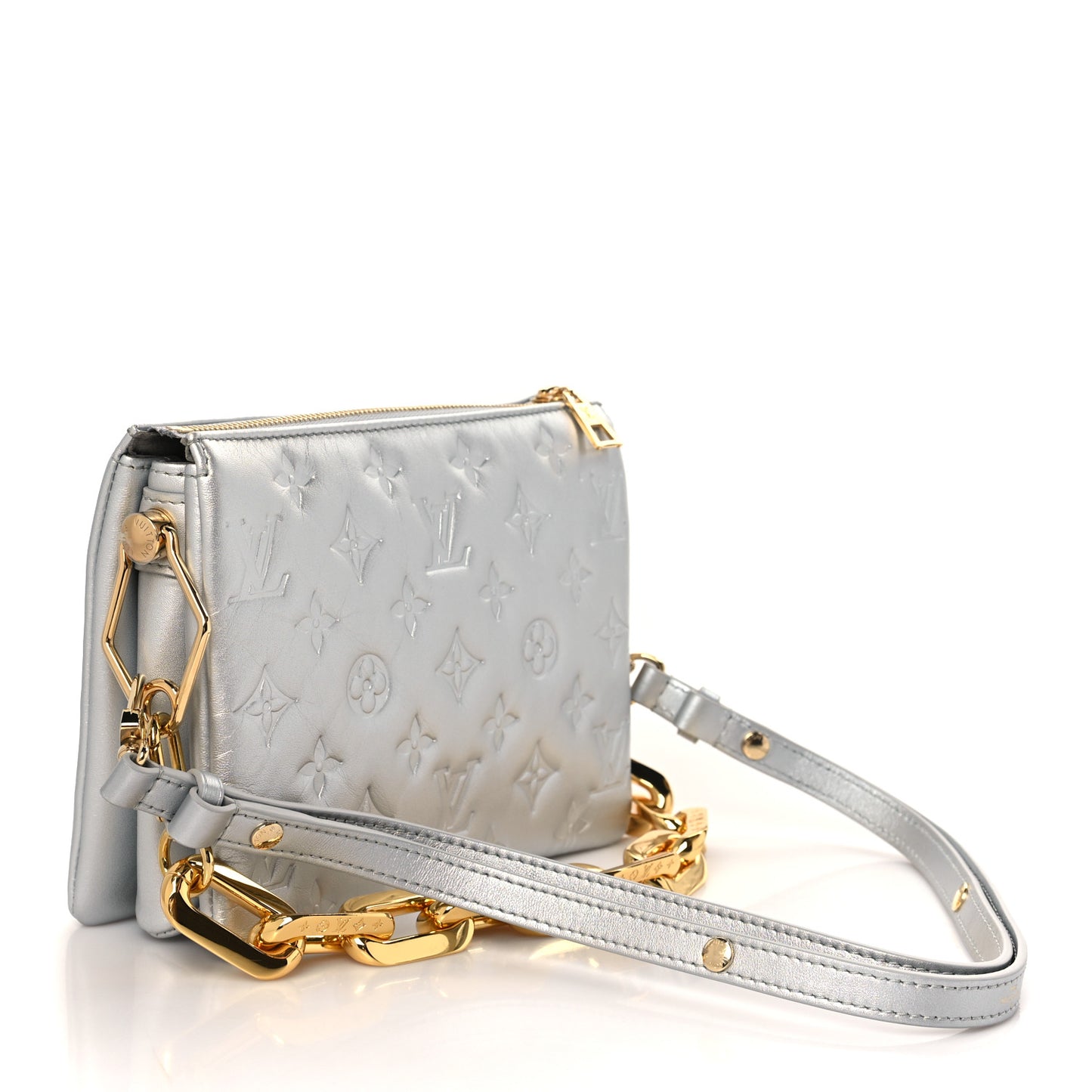 Lambskin Embossed Monogram Coussin BB Silver