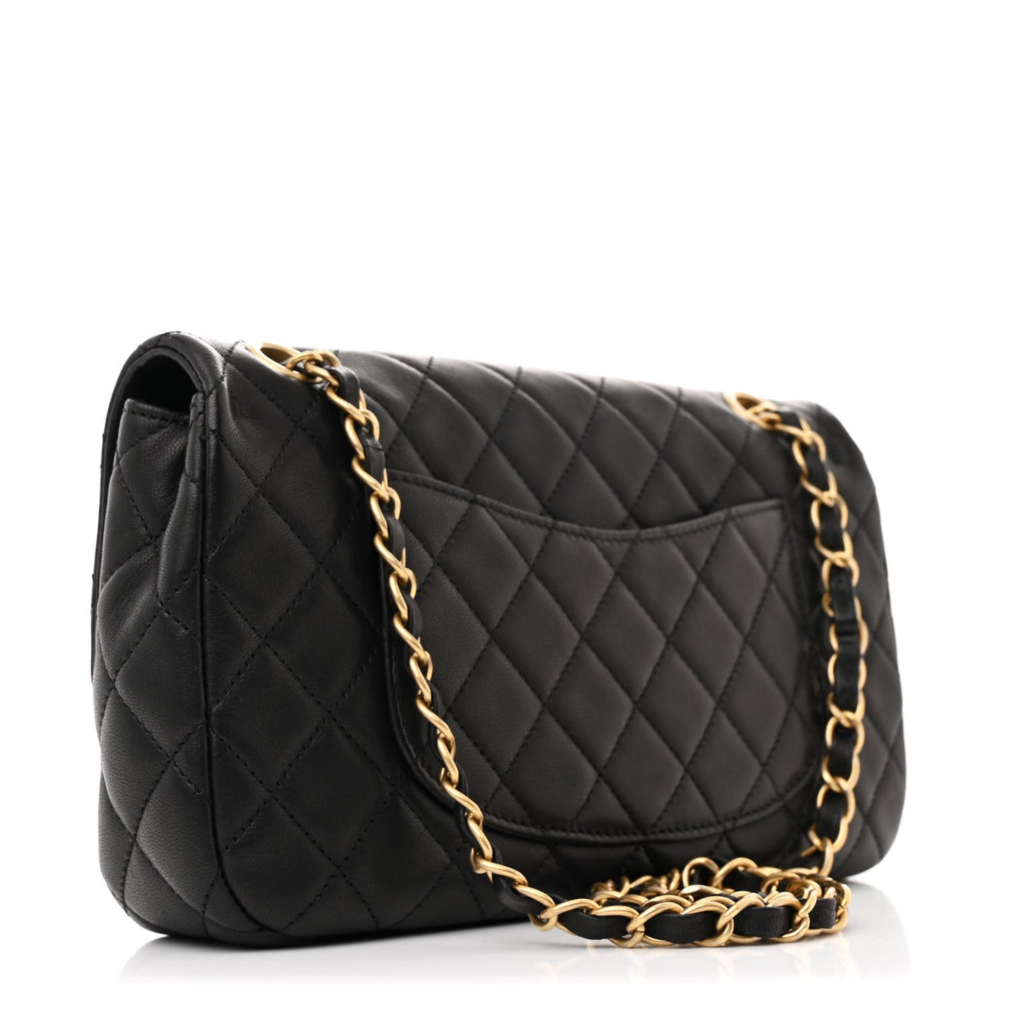 Lambskin Quilted Medium Cruise Charm Single Flap Black
