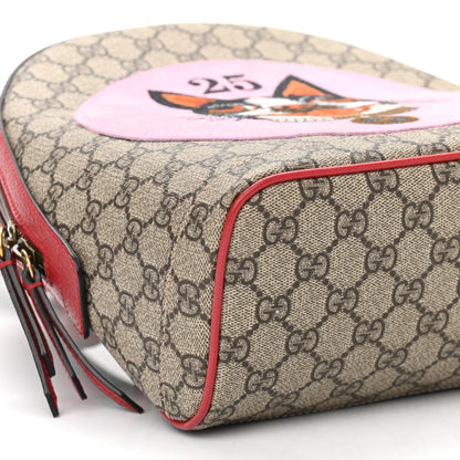 Gucci GG Supreme Monogram Web Bosco Patch Dome Backpack Beige Malva Hibiscus Red 9 of 10