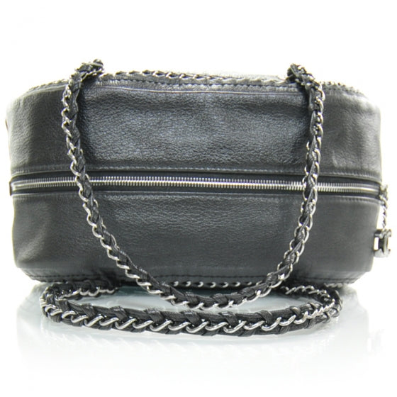 Leather Luxe Ligne Medium Bowler Metallic Black
