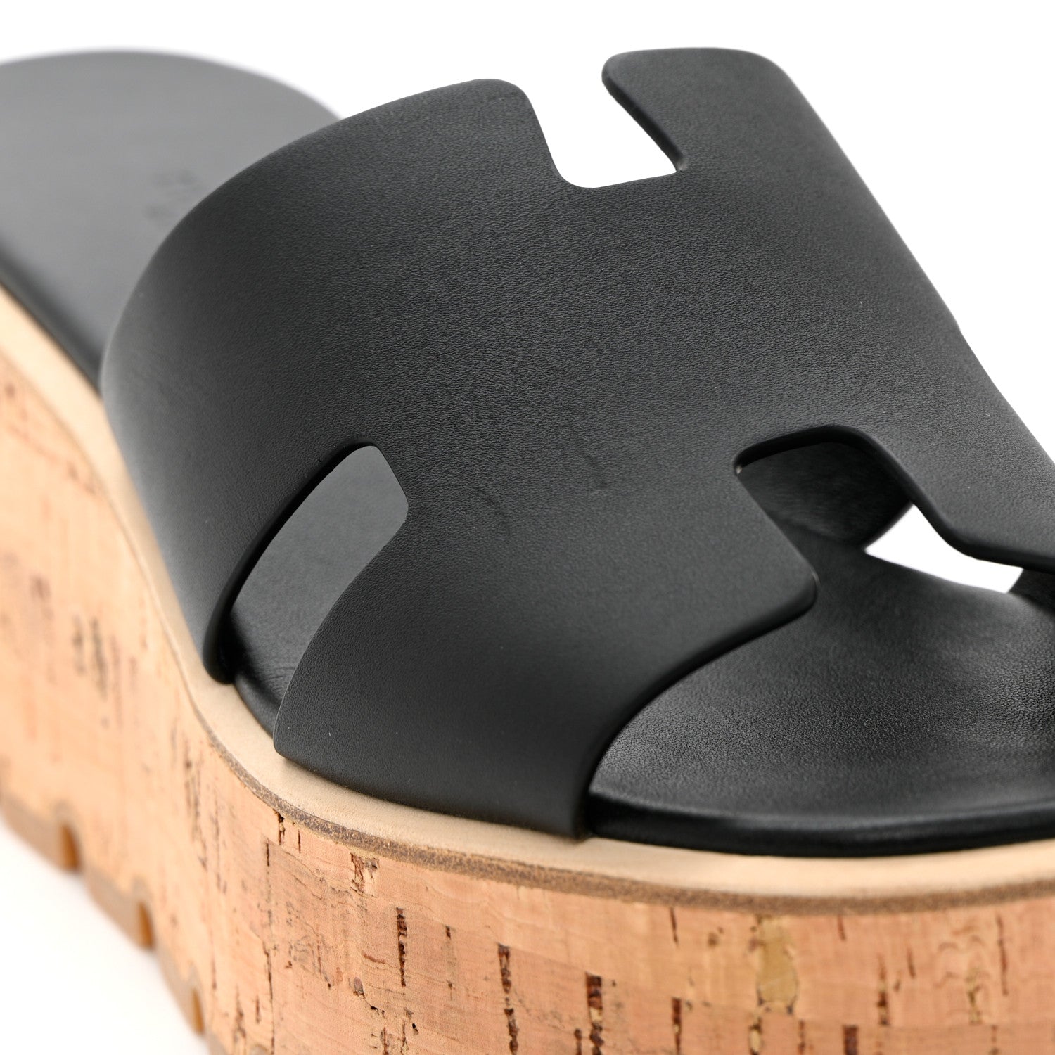 Hermes Calfskin Cork Eze 30 Sandals 38 Black 9 of 12