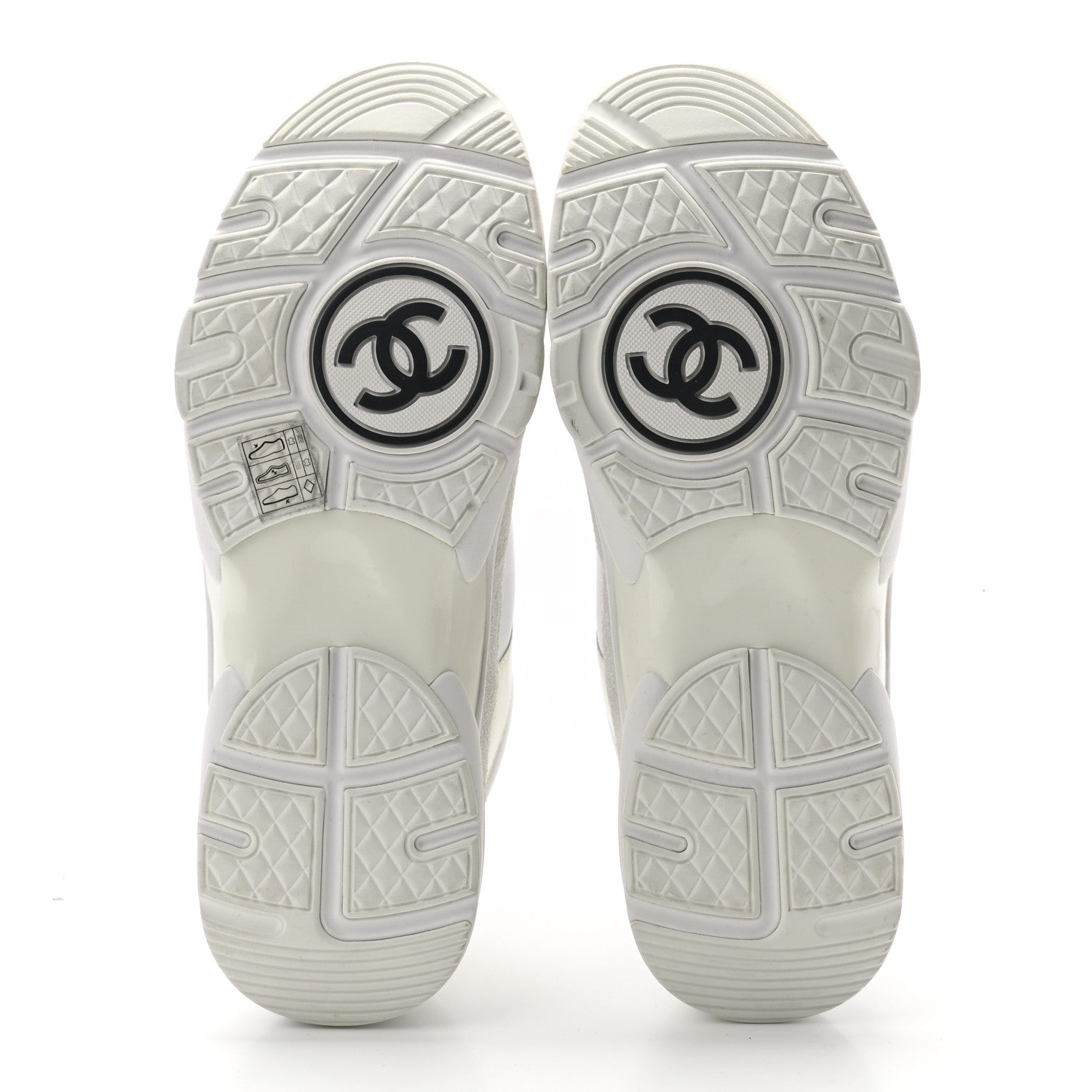 Chanel Suede Calfskin Fabric CC Sneakers 39.5 White 5 of 7