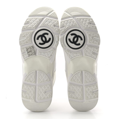Chanel Suede Calfskin Fabric CC Sneakers 39.5 White 5 of 7