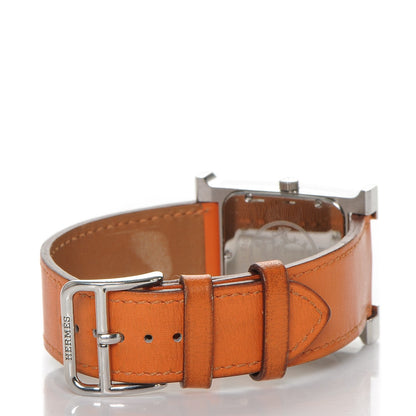 Hermes Stainless Steel Swift 26mm Heure H Hour Quartz Watch Orange 4 of 10