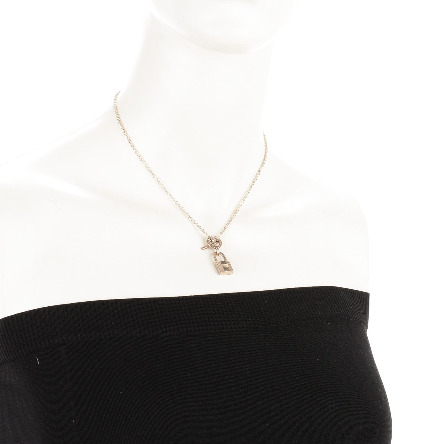 Hermes Sterling Silver Cadenas Kelly Lock Pendant Necklace 2 of 5