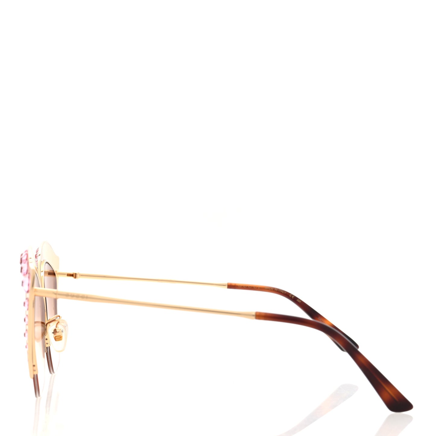 Metal Crystal Cat Eye Sunglasses GG00114S Pink