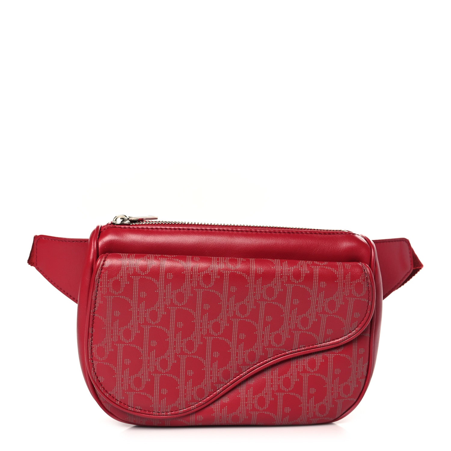 Christian Dior Galaxy Calfskin Oblique World Tour Saddle Belt Bag Red 1 of 8