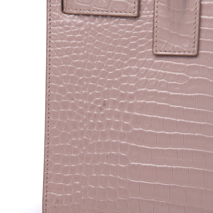 Saint Laurent Calfskin Crocodile Embossed Baby Sac De Jour Rose Antic 11 of 15