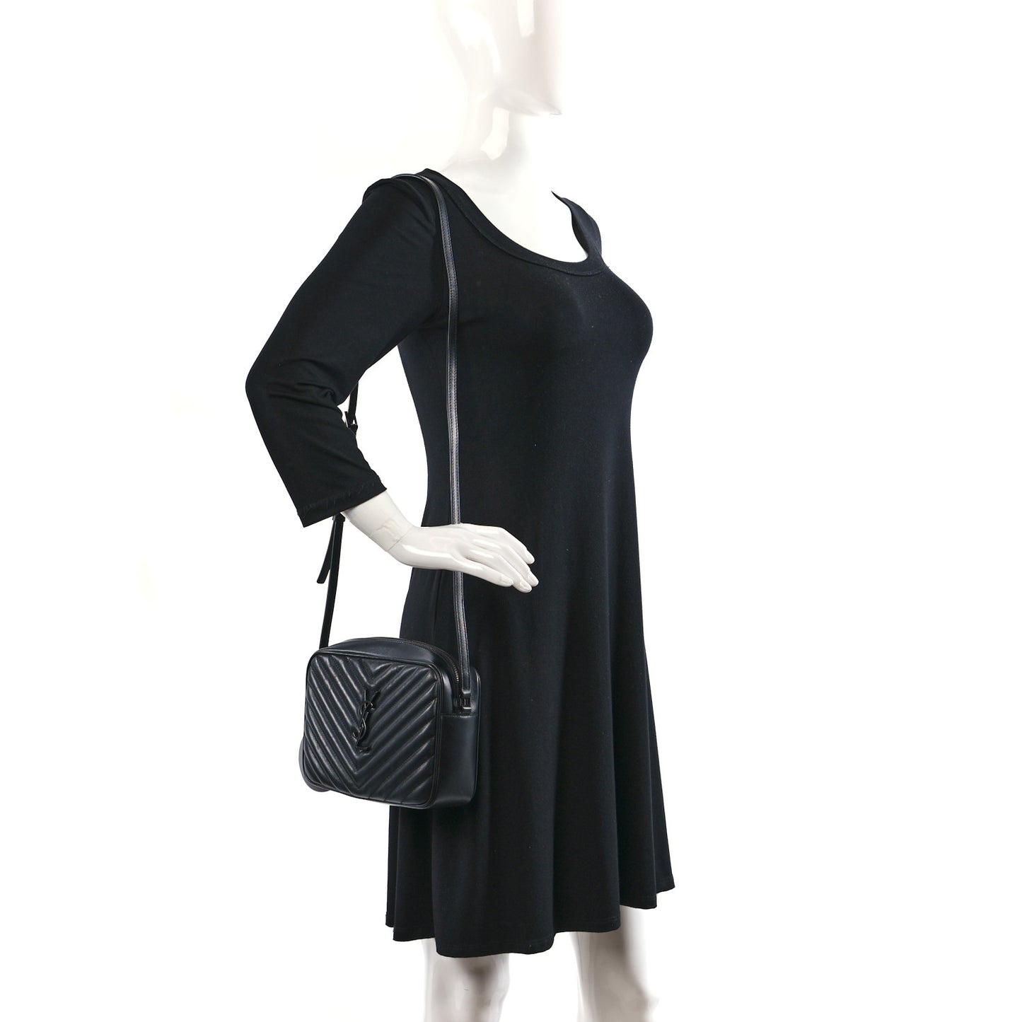 Calfskin Matelasse Monogram Monochrome Lou Camera Bag Black