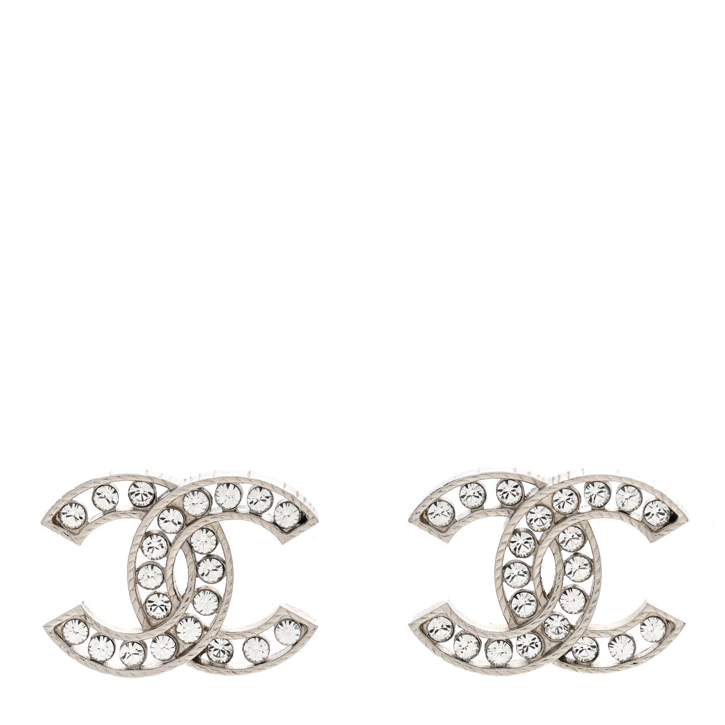 Crystal CC Chain Earrings Silver
