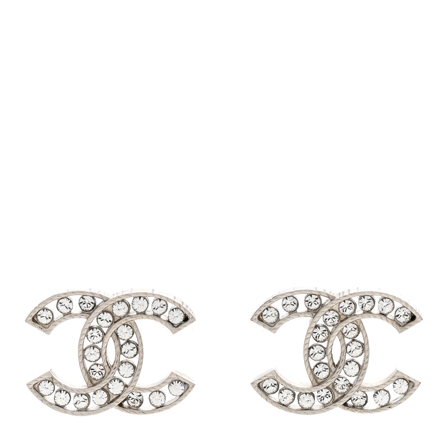 Chanel Crystal CC Chain Earrings Silver 1 of 4