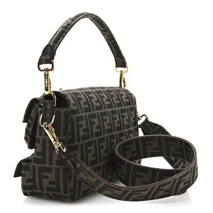 Fendi Fabric Jacquard FF 1974 Multipocket Baguette Tobacco Moro 3 of 10
