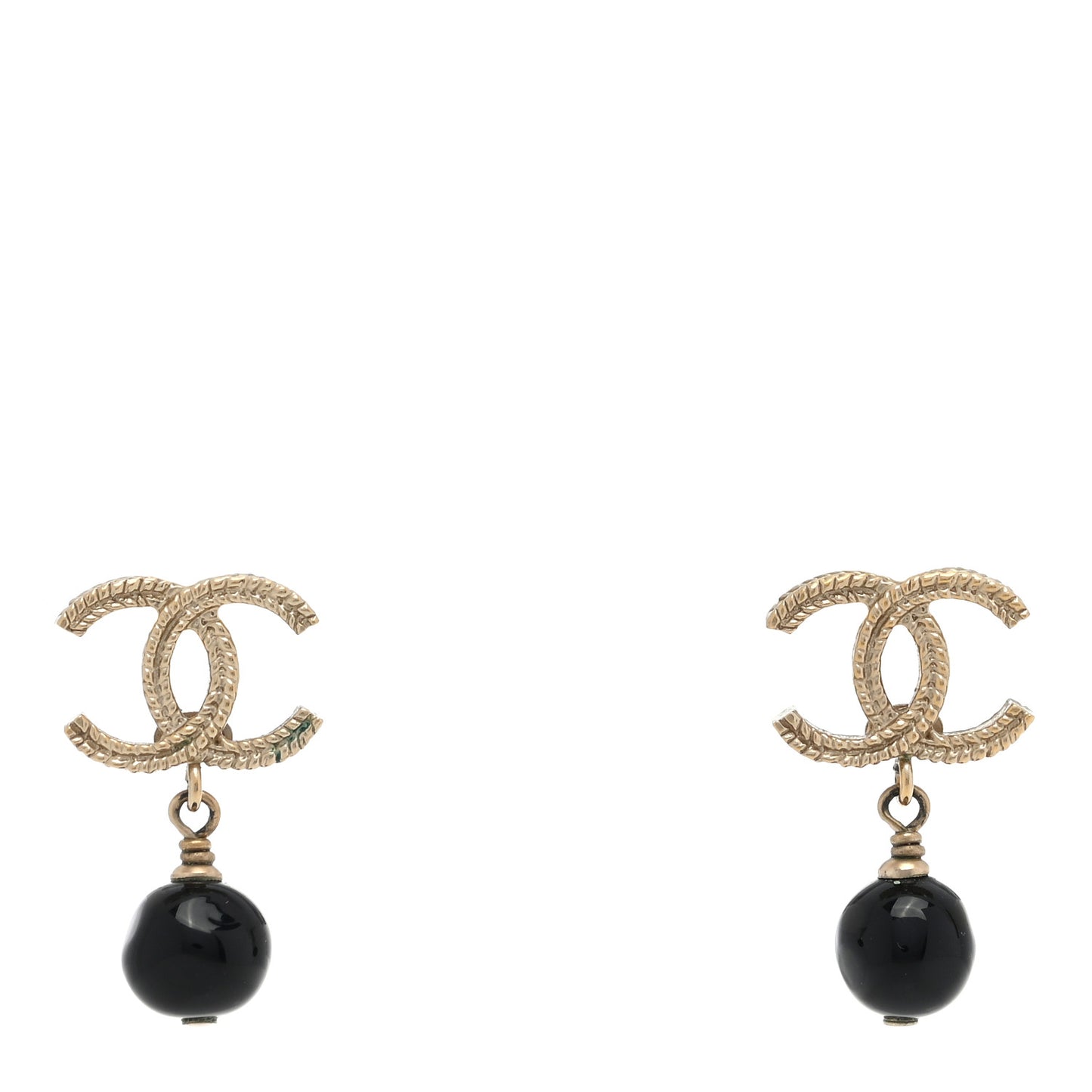 CC Bead Drop Earrings Gold Black