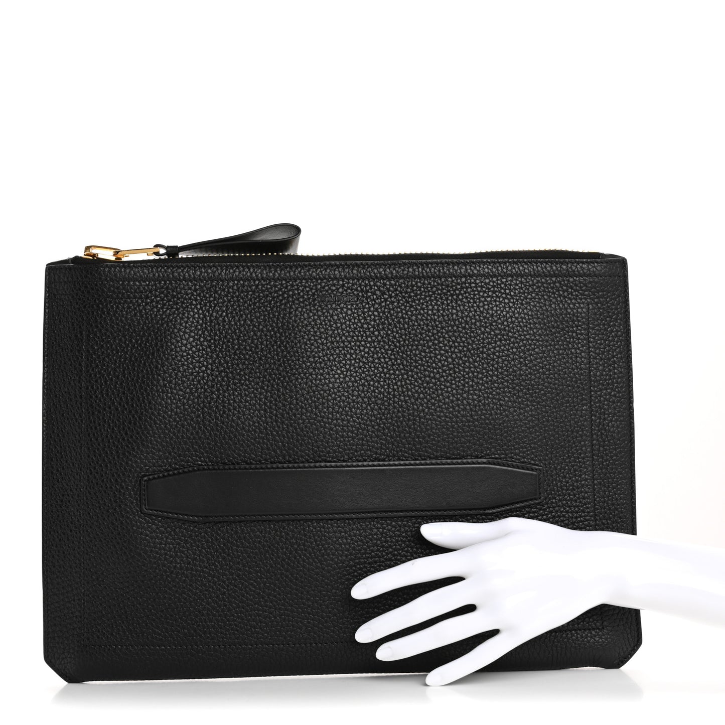 Calfskin Portfolio Clutch With Handle Black
