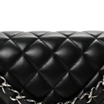 Chanel Lambskin Quilted Medium Double Flap Black Pink 8 of 11