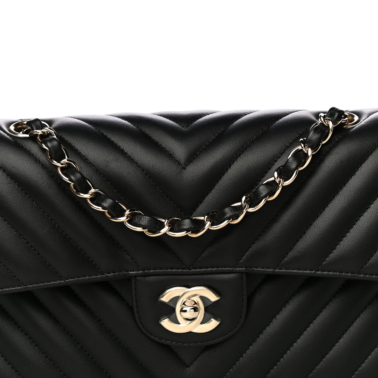 Lambskin Chevron Quilted Small Double Flap Black