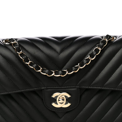 Chanel Lambskin Chevron Quilted Small Double Flap Black 8 of 14
