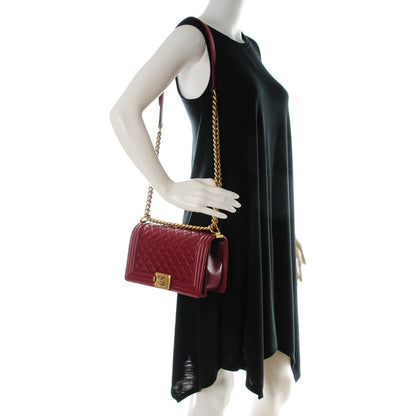 Chanel Lambskin Quilted Medium Boy Flap Dark Red 2 of 9