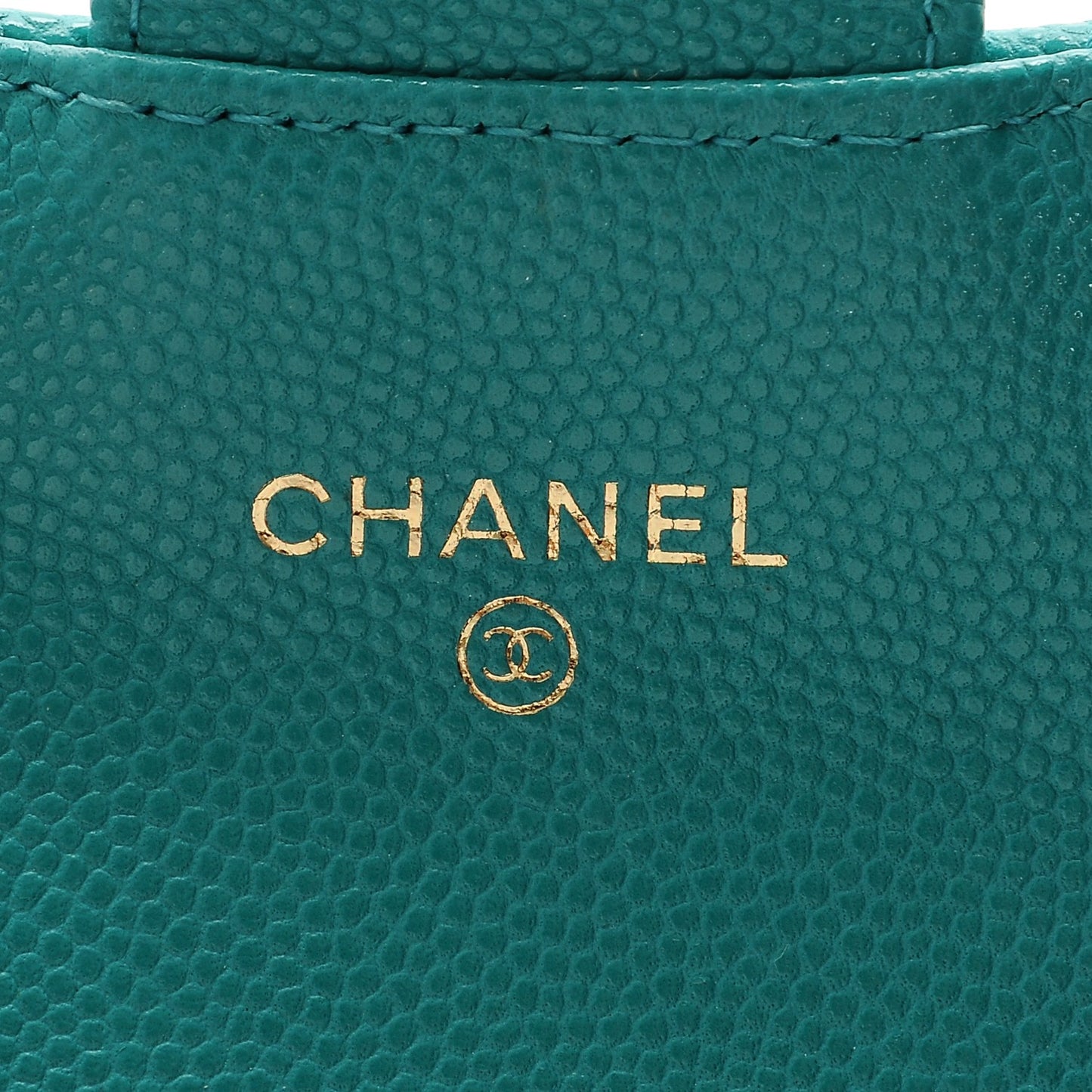 Caviar Quilted Flap Card Holder Turquoise