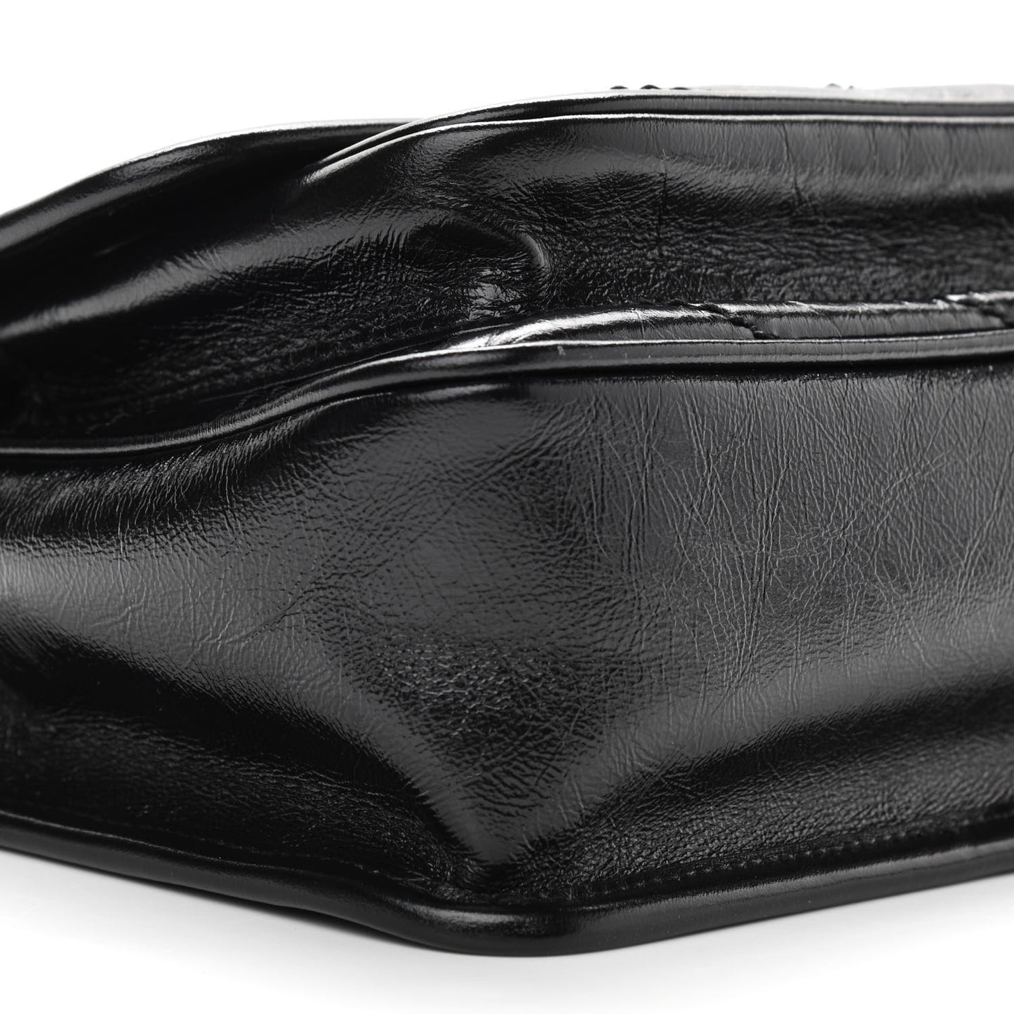 Crinkled Calfskin Matelasse Monogram Baby Niki Chain Satchel Black