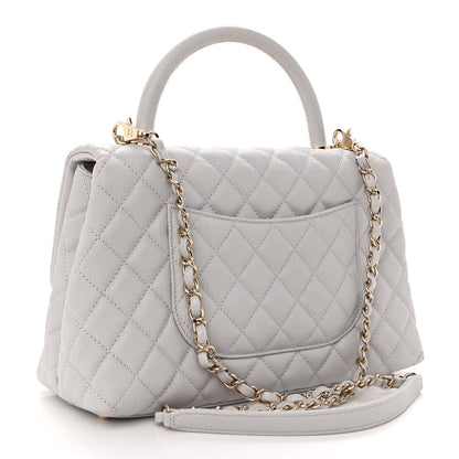 Chanel Caviar Quilted Small Coco Handle Flap Light Grey 2 of 9
