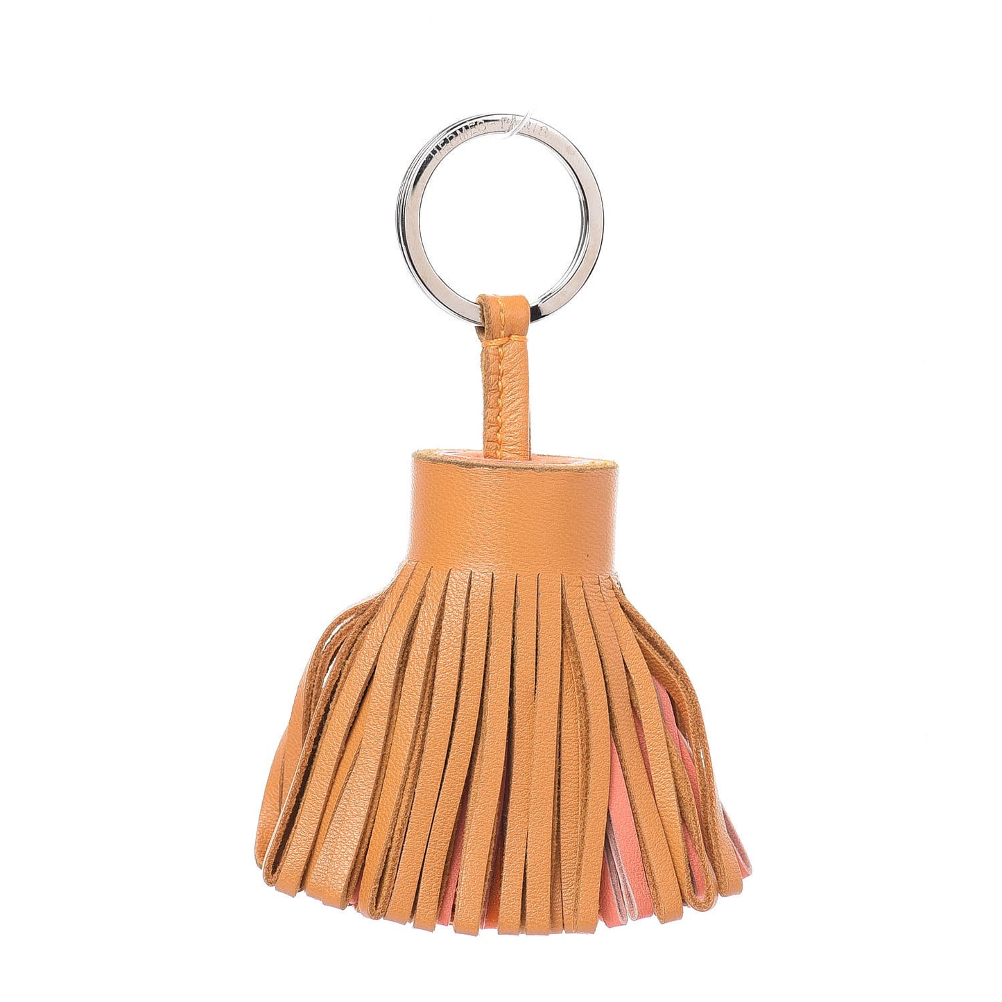 Lambskin Carmen Tassel Key Holder Jaune D'Or Crevette Orange
