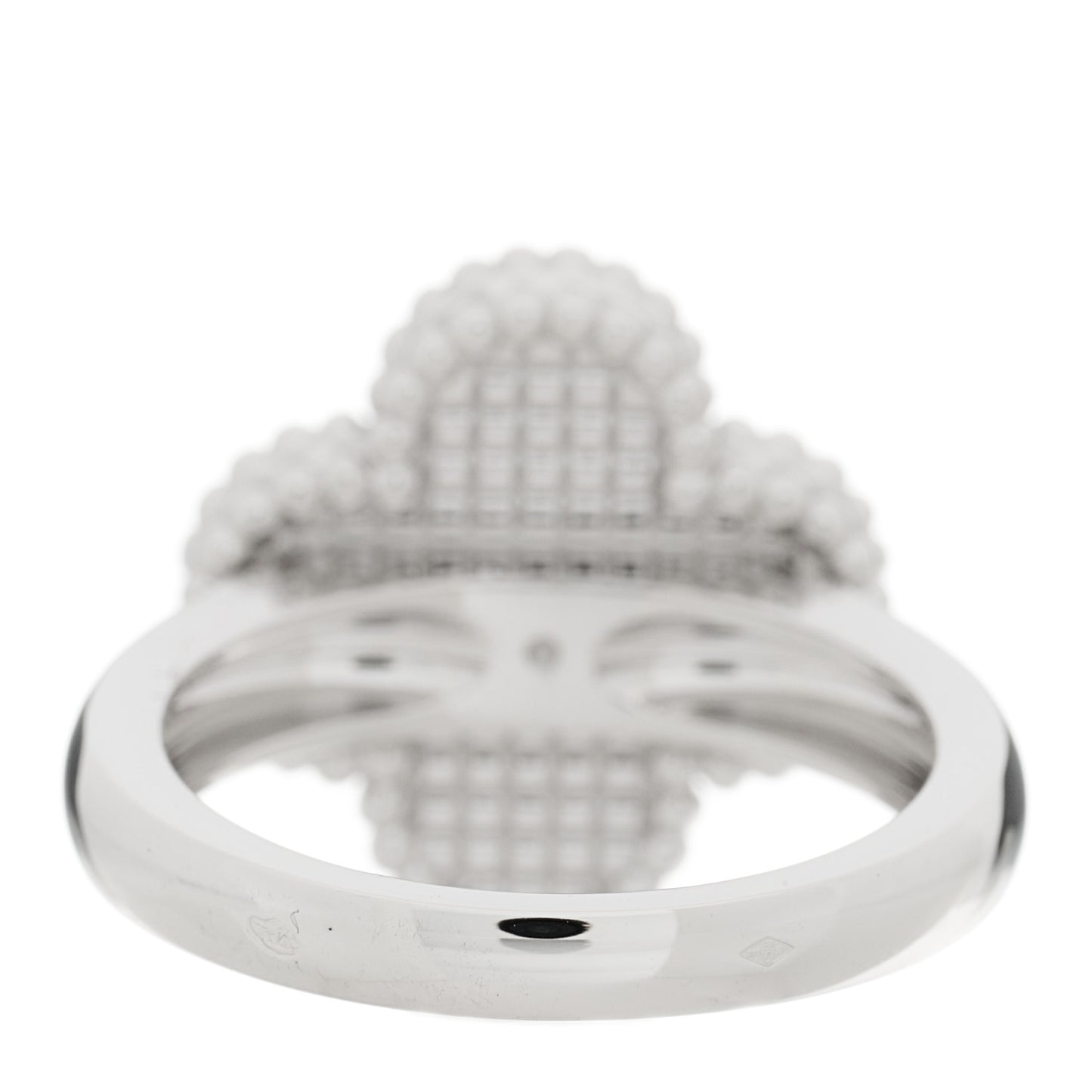18K White Gold Guilloche Vintage Alhambra Ring 49 5