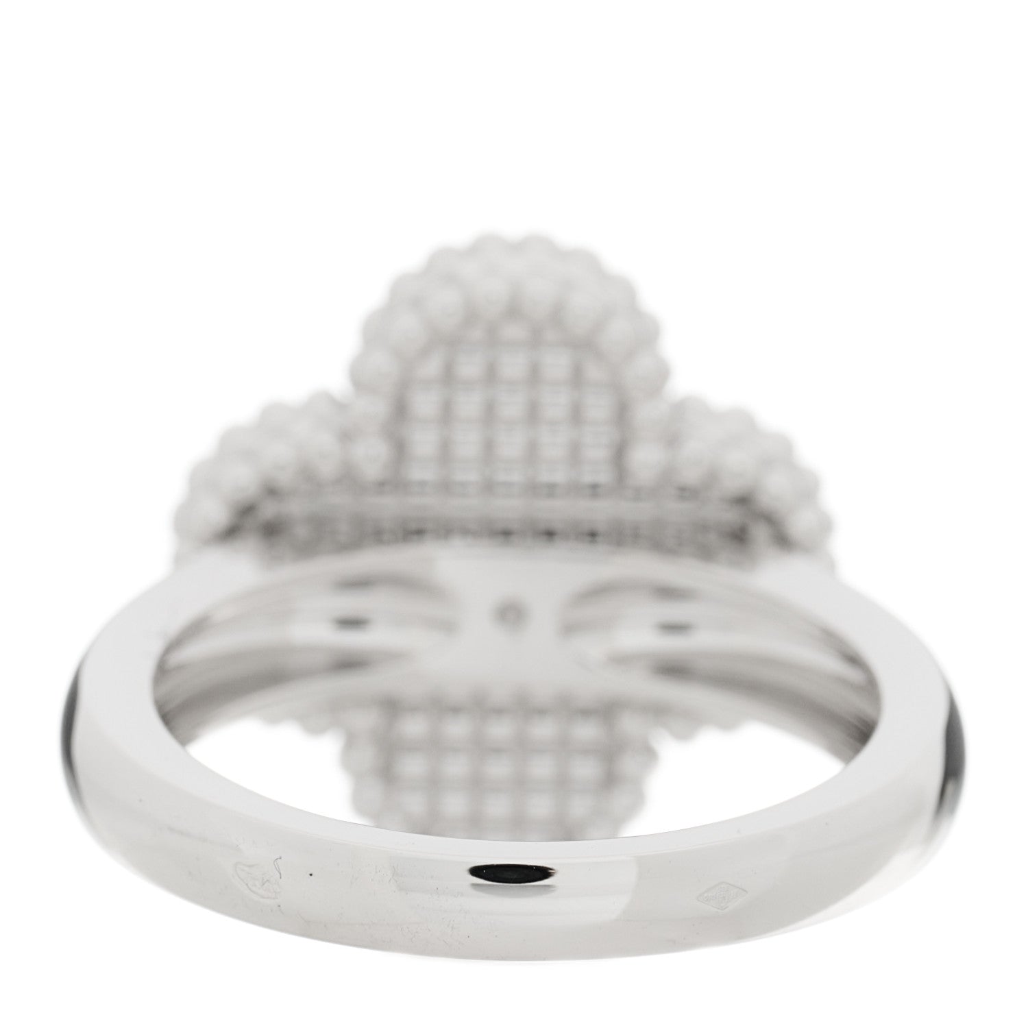 Van Cleef & Arpels 18K White Gold Guilloche Vintage Alhambra Ring 49 5 4 of 6