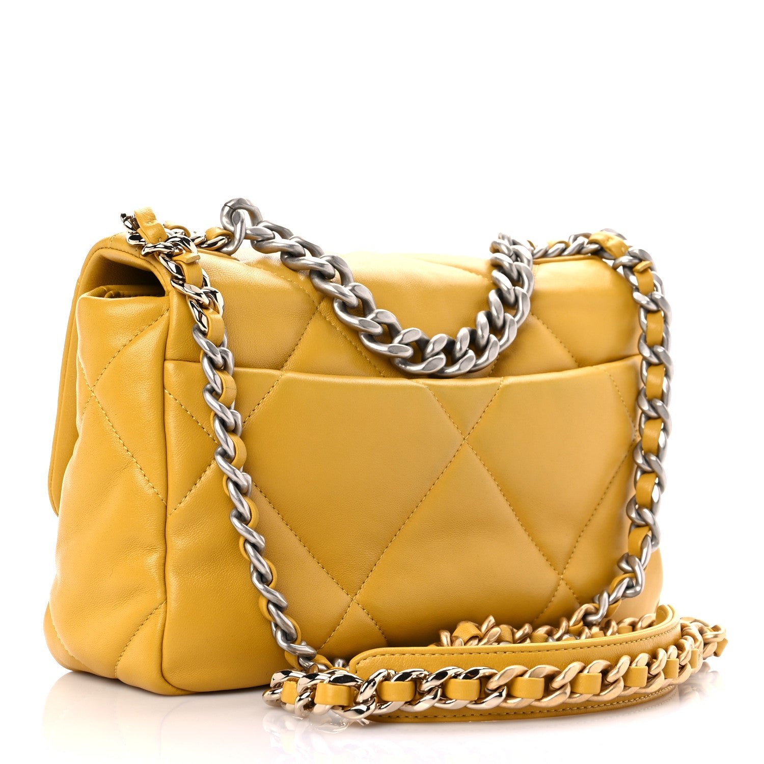 Chanel Lambskin Quilted Medium Chanel 19 Flap Yellow 3 of 9