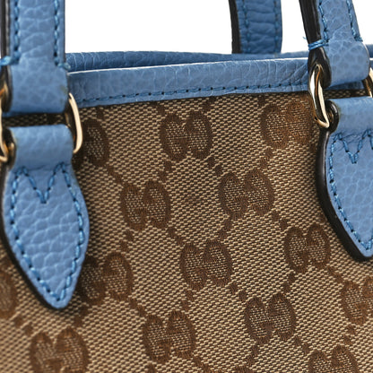 Gucci Monogram Dollar Calfskin Small Bree Tote Beige Ebony Mineral Blue 10 of 11