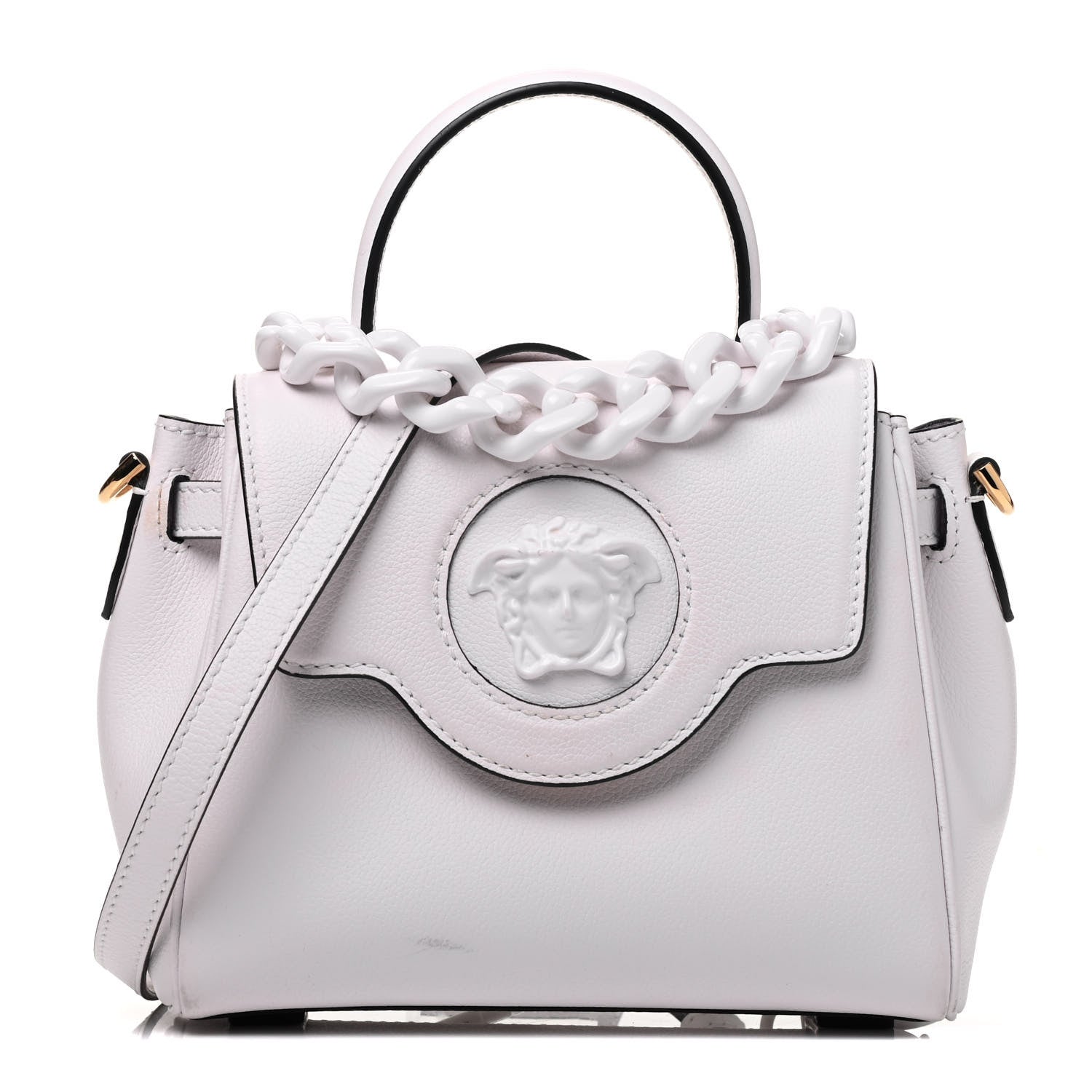 Versace Grained Calfskin Small La Medusa Top Handle Bag White 1 of 10