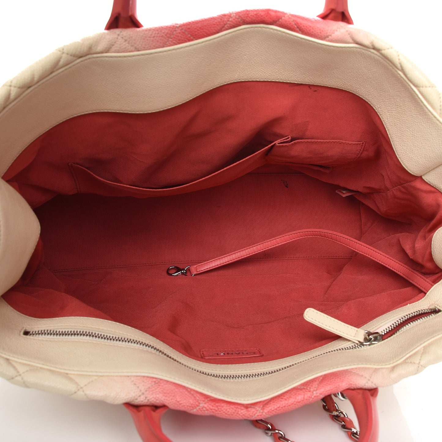 Caviar Ombre Large Shopping Tote White Rose
