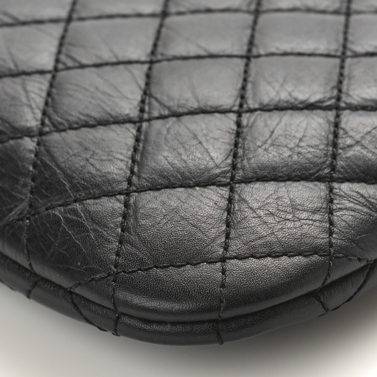 Aged Calfskin Quilted Crossbody Bag Black