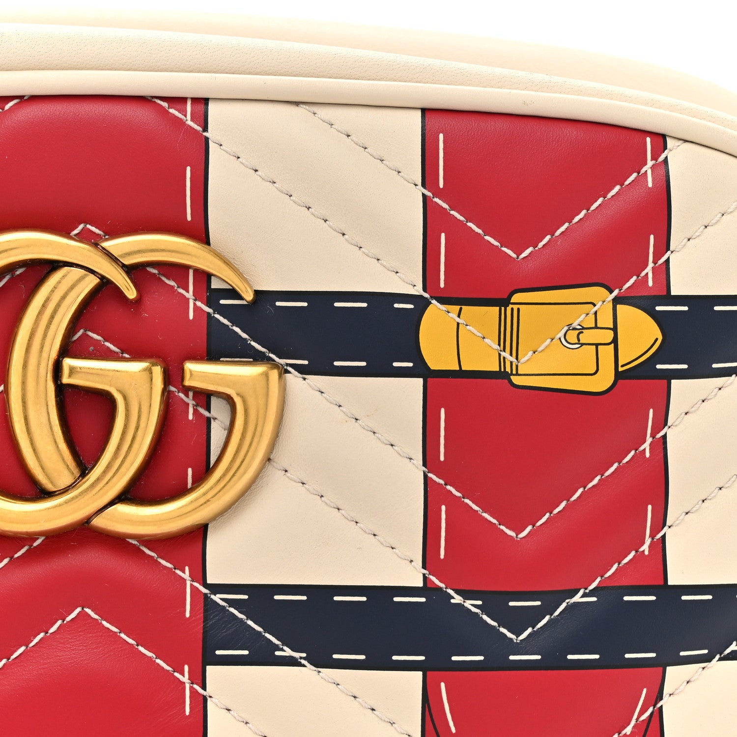 Gucci Calfskin Matelasse Trompe L'Oeil Print Small GG Marmont Chain Shoulder Bag White 8 of 13