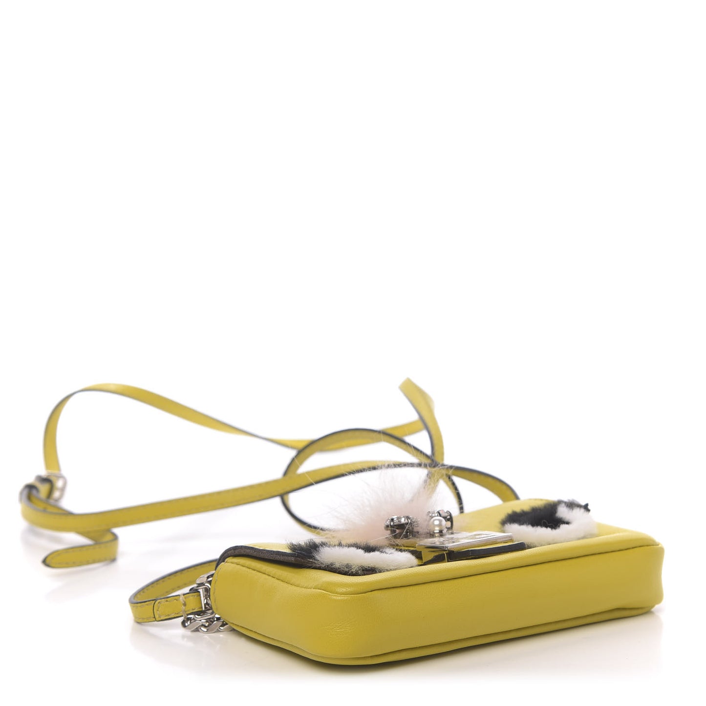 Nappa Rabbit Fox Fur Micro Buggie Baguette Lime Rosa