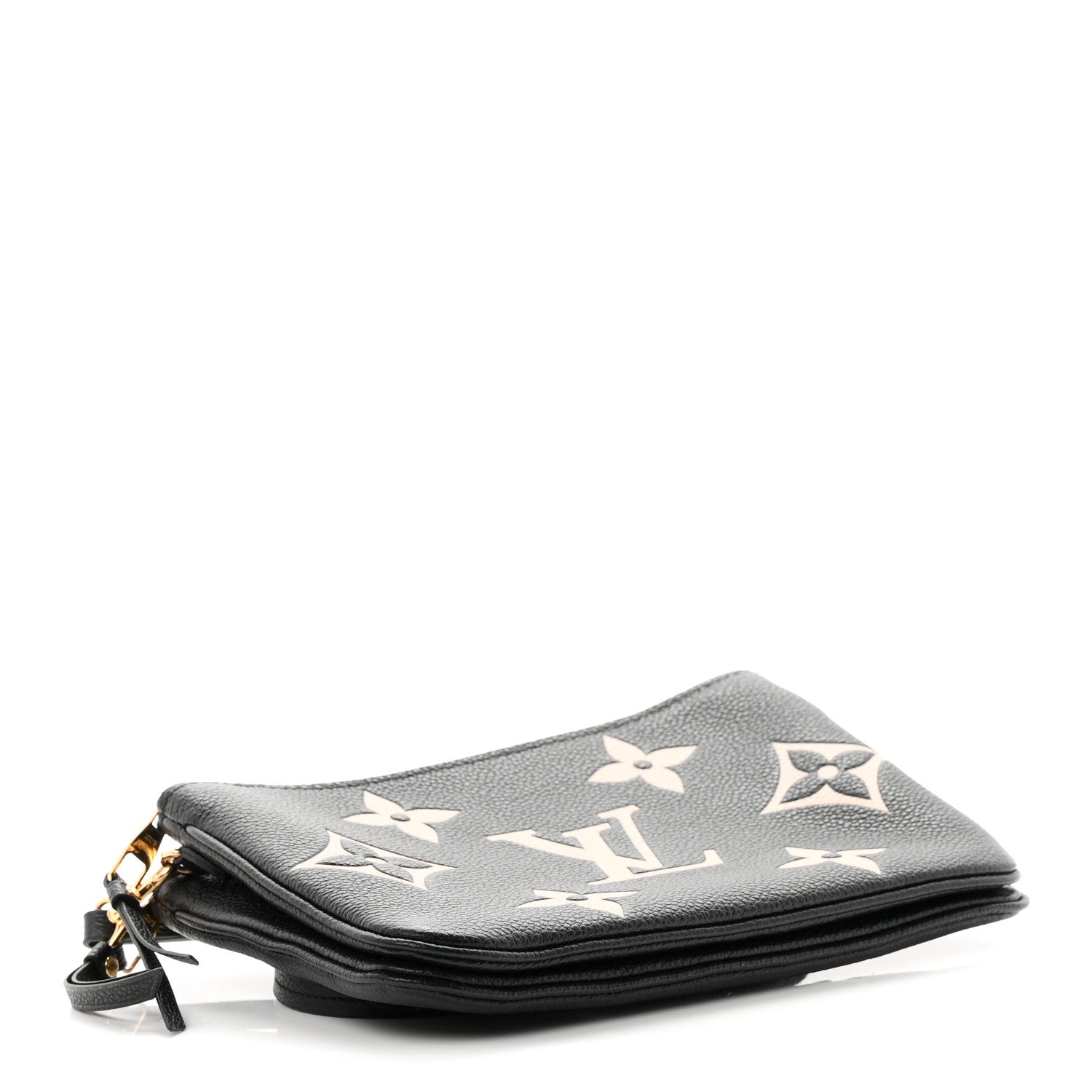 Louis Vuitton Empreinte Monogram Giant Double Zip Pochette Black Cream 4 of 10