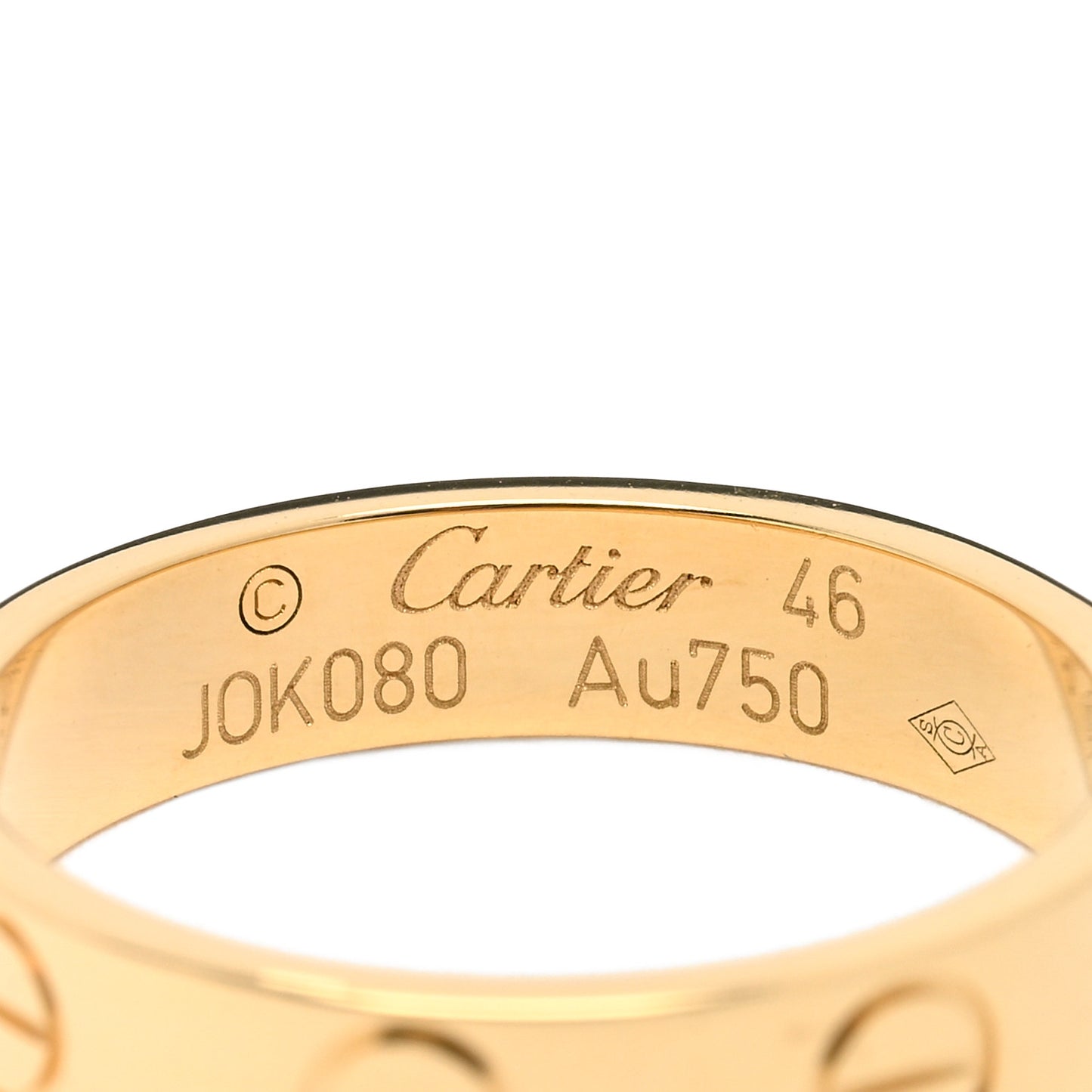 18K Yellow Gold 3.5mm LOVE Wedding Band Ring 46 3.75
