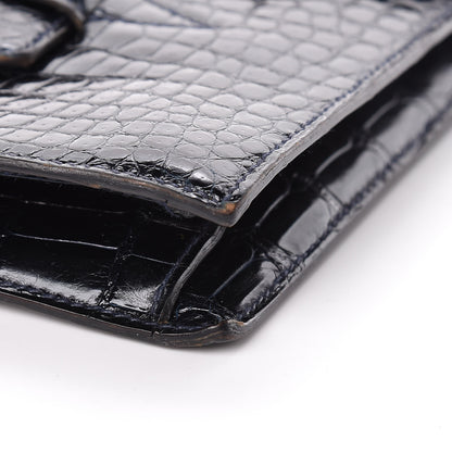 Hermes Shiny Crocodile Faco Clutch Bleu Marine 15 of 16