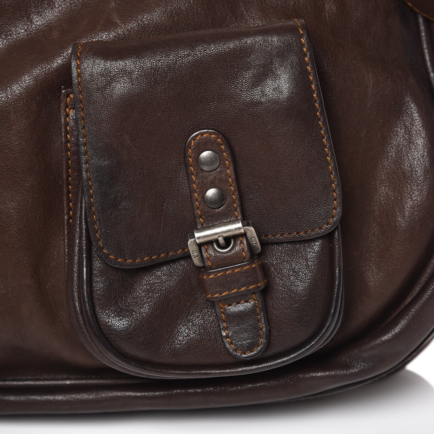 Christian Dior Calfskin Gaucho Double Saddle Bag Brown 8 of 13