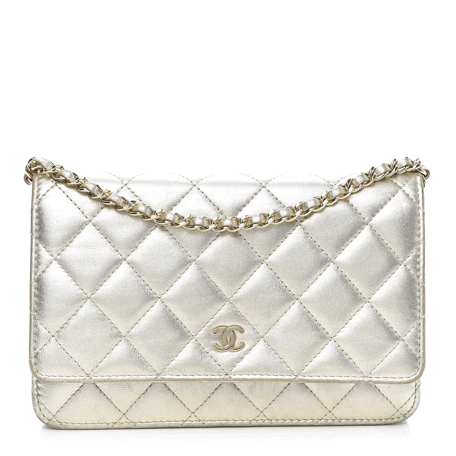 Chanel Quilted Wallet On Chain WOC Gold 1 of 13