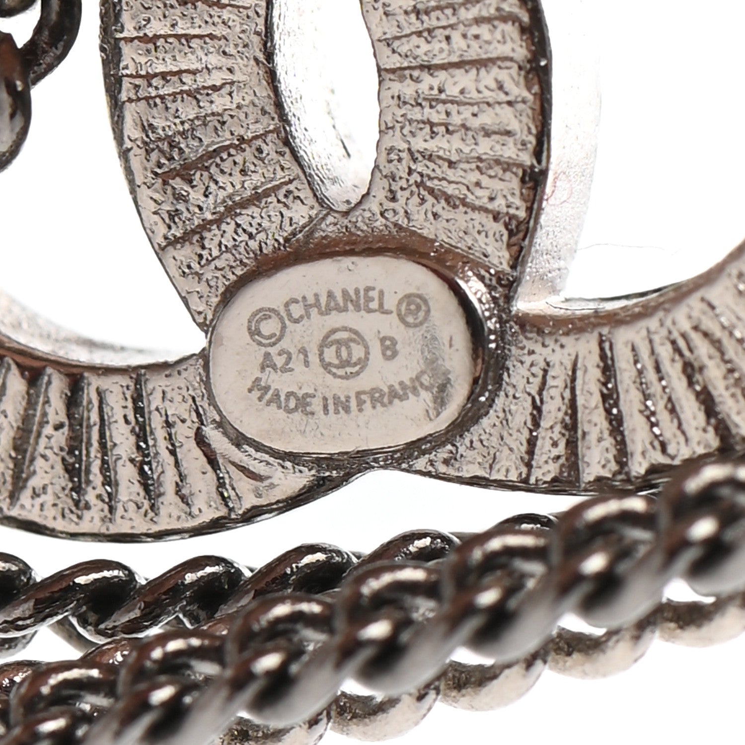 Chanel Crystal Chain CC Earrings Silver 4 of 4