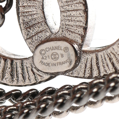 Chanel Crystal Chain CC Earrings Silver 4 of 4
