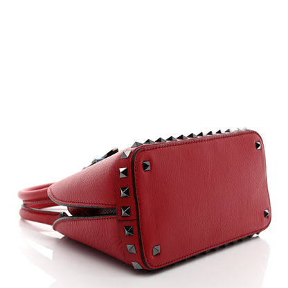Valentino Garavani Grainy Calfskin Small Rockstud Double Top Handle Bag Rosso Valentino 4 of 9