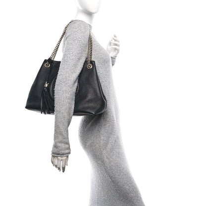 Gucci Pebbled Calfskin Medium Soho Chain Shoulder Bag Black 2 of 10