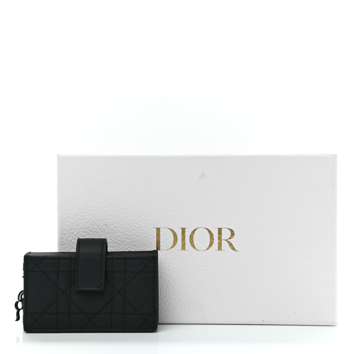 Ultra Matte Calfskin Cannage Lady Dior 5-Gusset Card Holder Black