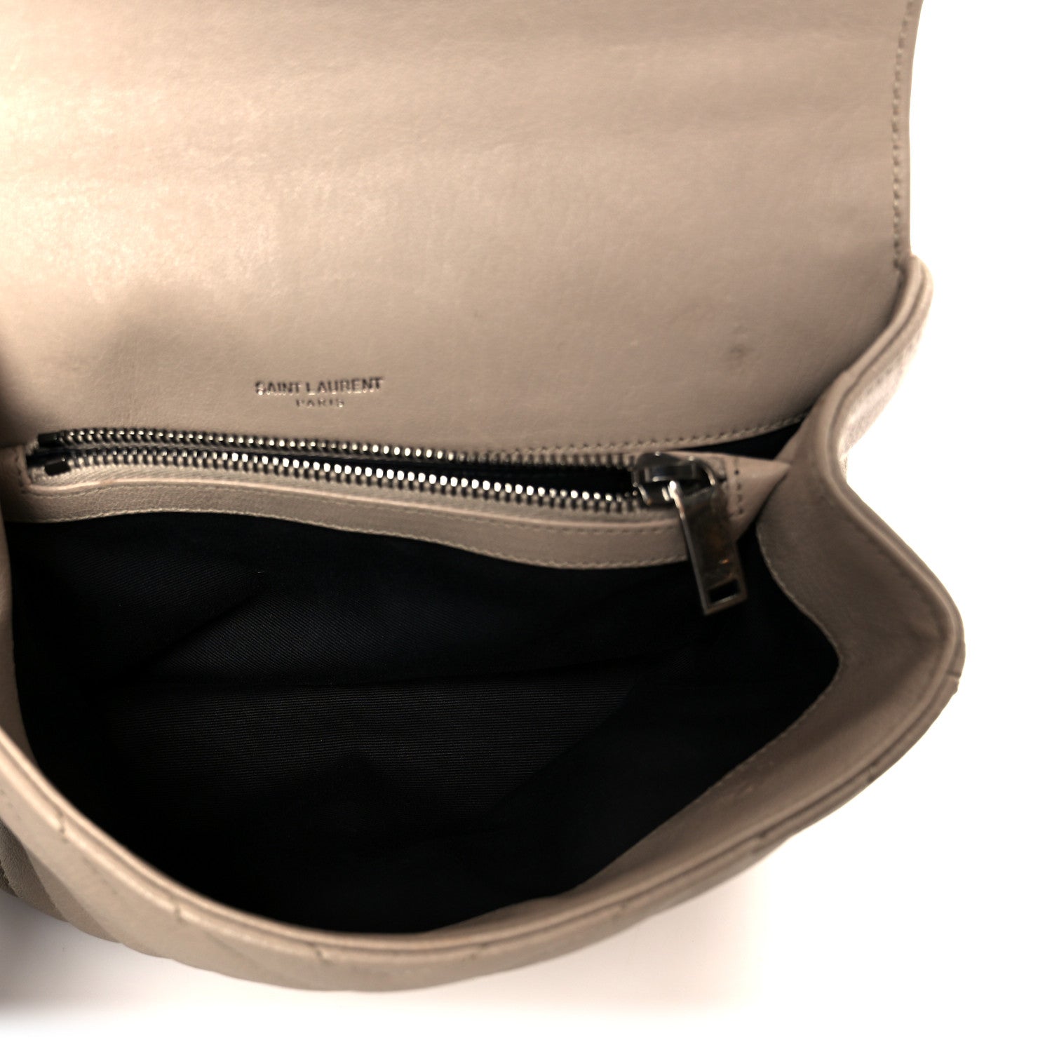 Saint Laurent Sheepskin Matelasse Chevron Monogram Medium College Bag Taupe 5 of 12