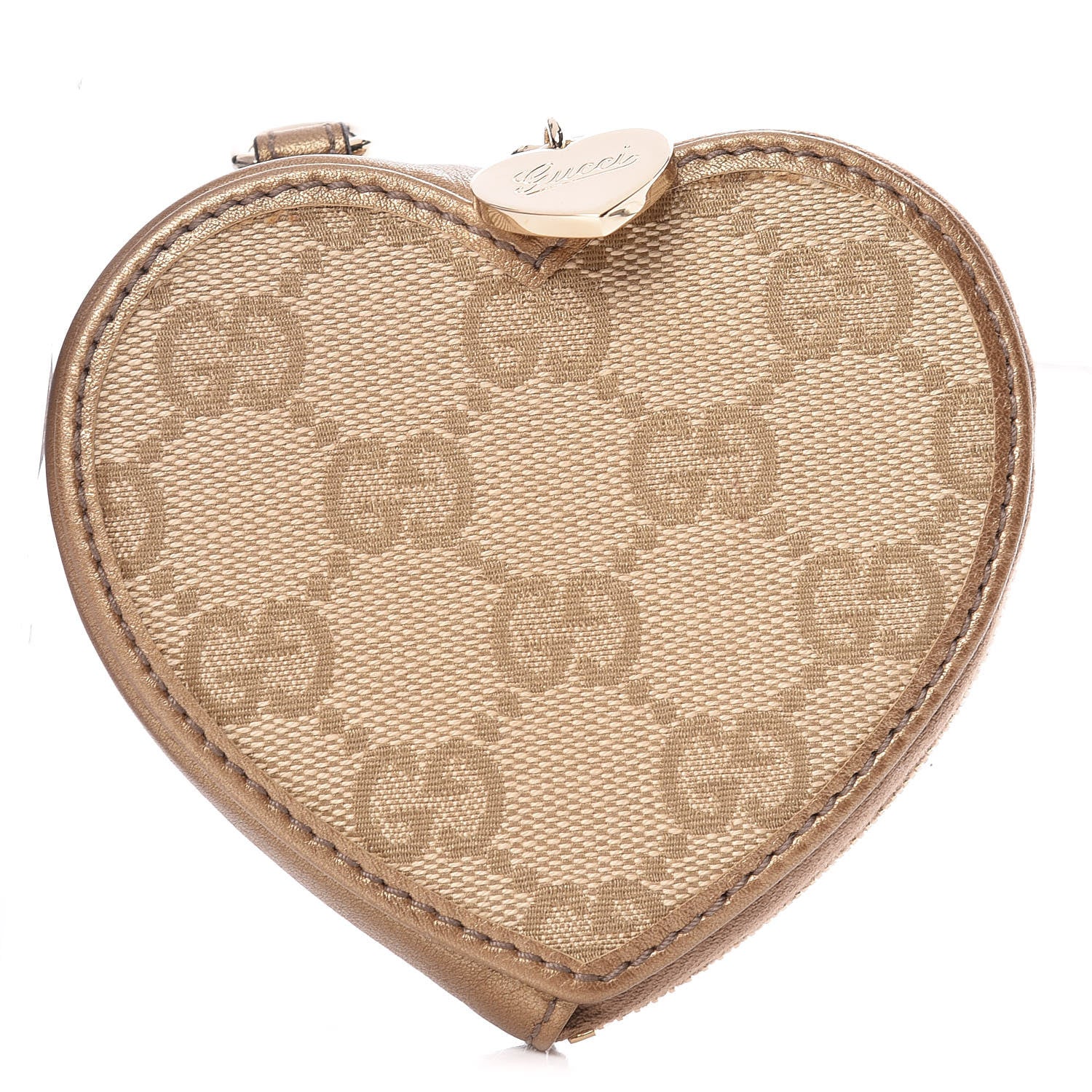 Gucci Monogram Heart Coin Purse Gold 1 of 8