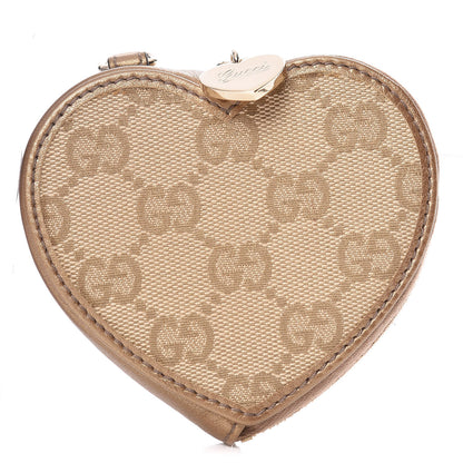 Gucci Monogram Heart Coin Purse Gold 1 of 8