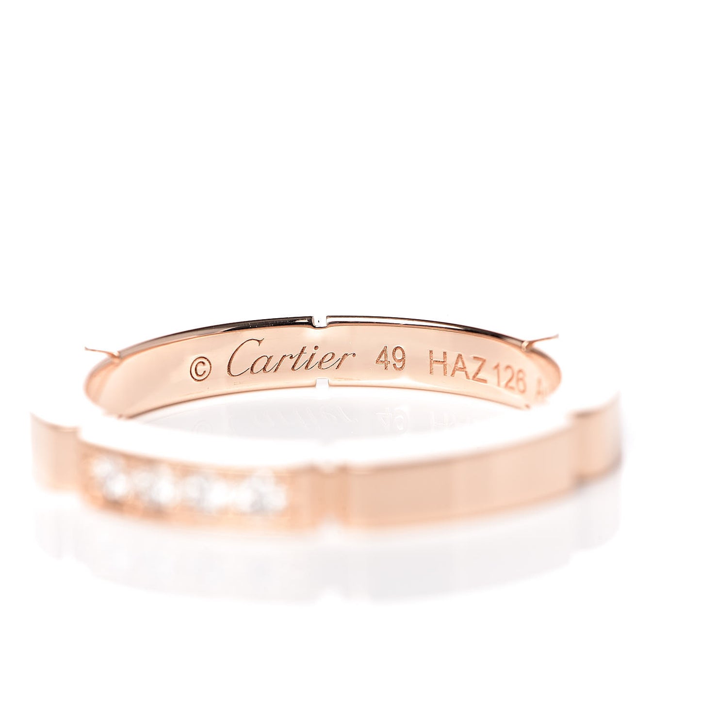 18K Pink Gold Diamond Maillon Panthere Wedding Band Ring 49 4.75