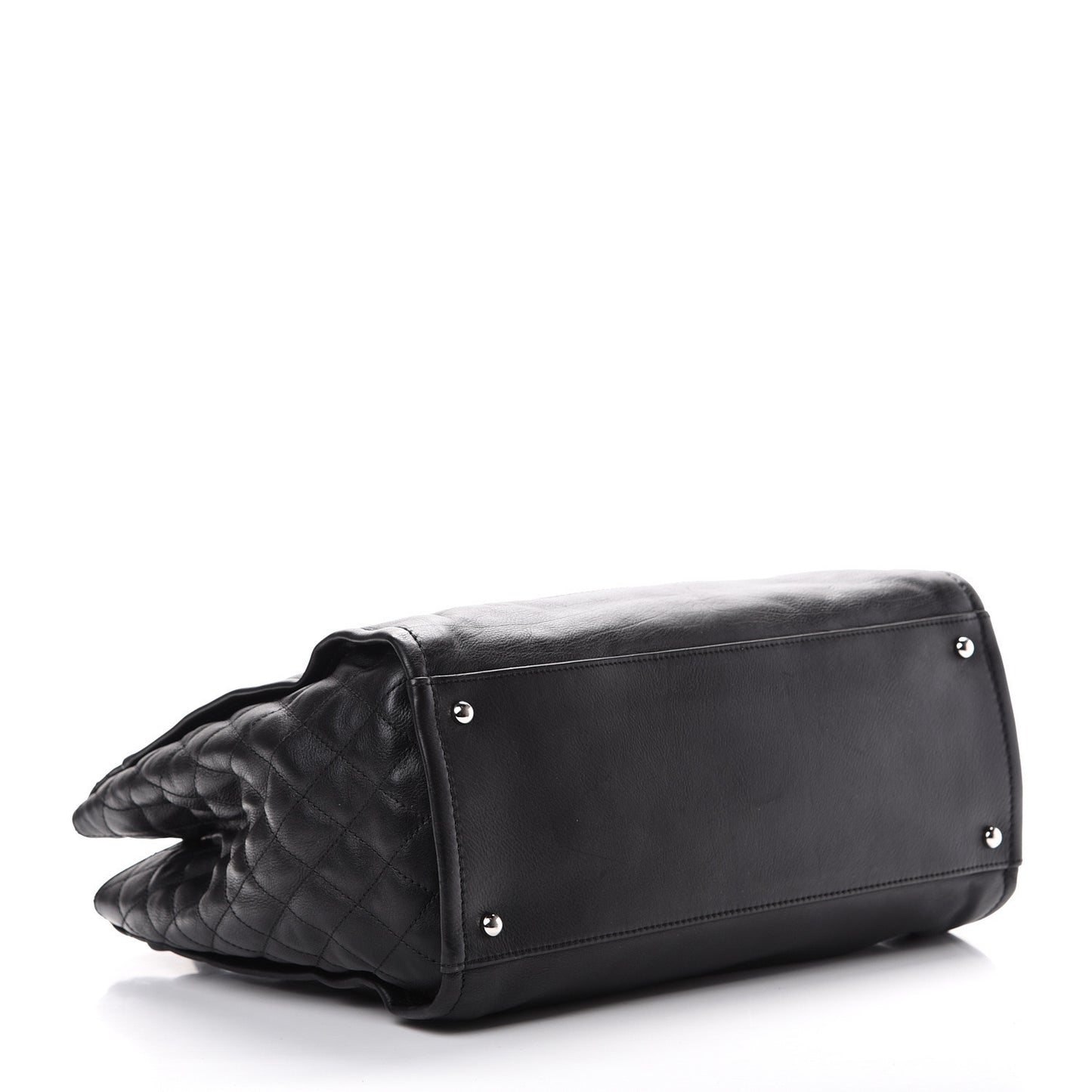 Grained Calfskin Quilted Timeless CC Soft Tote Black